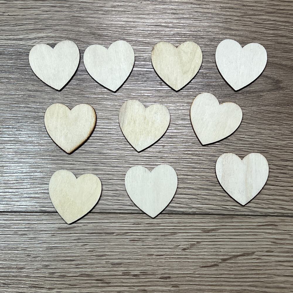 10 Piece 1.5 inch 1/8 thick Hearts Wood Cutouts Arts & Crafts Laser Cut (A58)